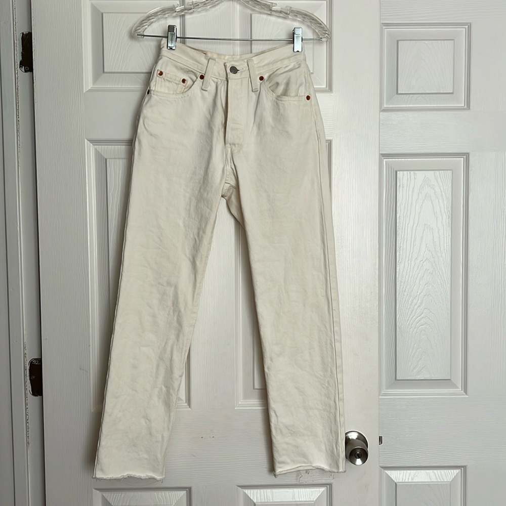 White High-Rise Straight Leg Jeans